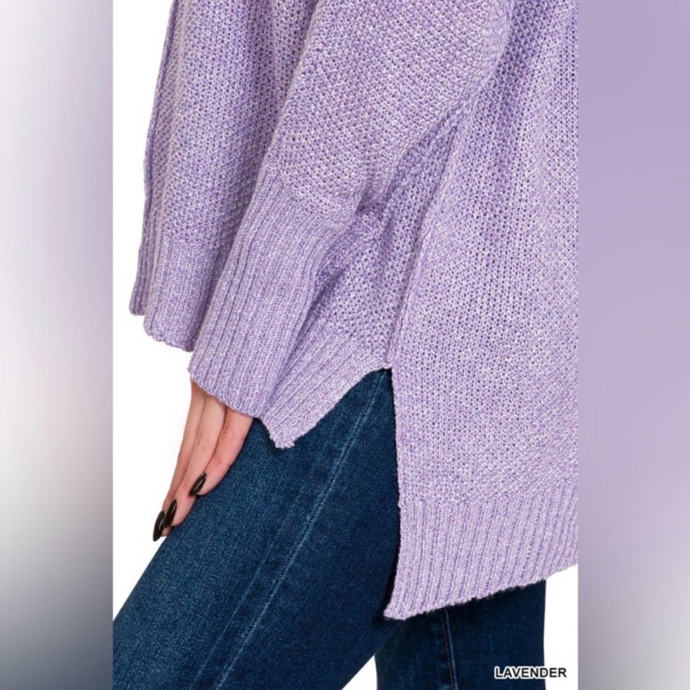 Zenana Outfitters Lavender V-Neck Sweater Large - Picture 6 of 12